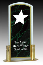 Marbleized Acrylic Rising Star Award with Brass Base