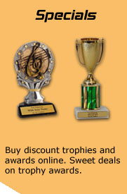 Buy discount trophies and awards online.  Sweet deals on trophy awards.