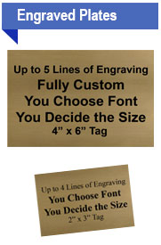 Engraved plates for trophies and awards. Many sizes and colors of trophy plates.
