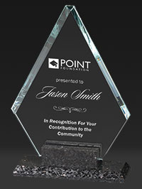 8 1/2" Glass Diamond with Granite Base