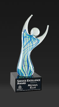 9 inch Raised Arms Art Glass Award