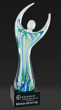 12 inch Raised Arms Art Glass Award