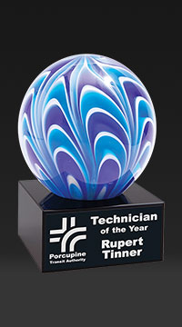 5 inch Blue and Purple Glass Sphere Award