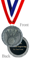 Engraved Antique Silver Basketball Medal 