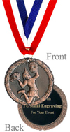 Engraved Antiqued Bronze Cheerleading Medal