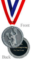 Engraved Antique Silver Cheerleading Medal 
