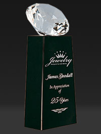 7 3/4" Crystal Diamond on Black Pedestal