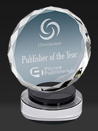 Round Crystal Award with Layerd Base - 6 Inches