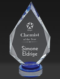 10" Diamond Crystal Award on Blue Layered Base