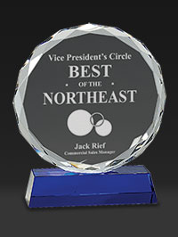 7" Round Facet Crystal on Blue Base