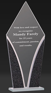 10 1/2 inch Mirrored Glass Diamond Plaque