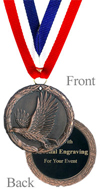 Antiqued Bronzed Engraved Eagle Medal
