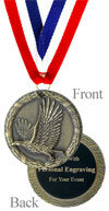 Antique Gold Engraved Eagle Medal