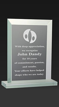 8 1/2  inch Jade Glass Rectangle Plaque