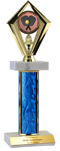12 inch Pickleball Double Marble Diamond Trophy