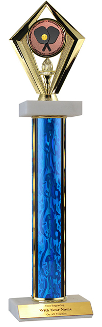 16 inch Pickleball Double Marble Diamond Trophy