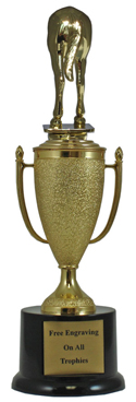 12" Horse Rear Cup Pedestal Trophy